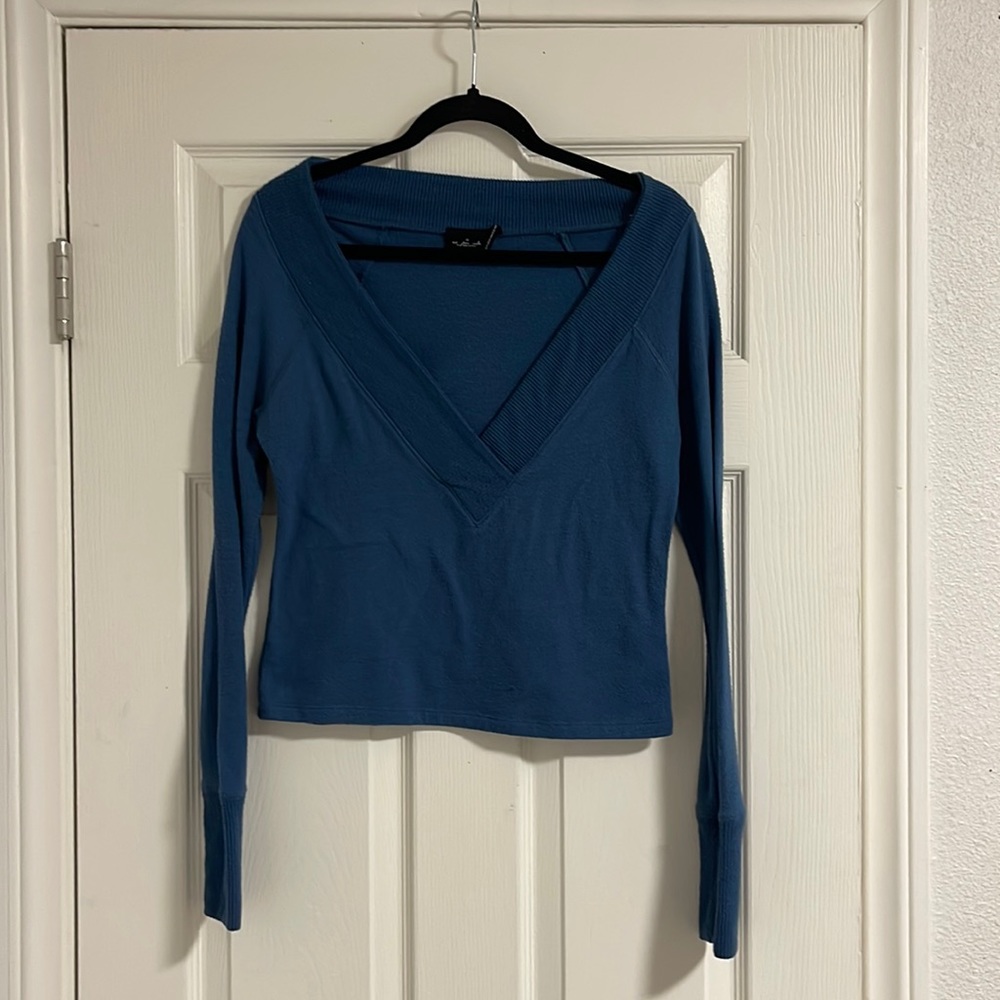 Off the Shoulder Blue Sweater